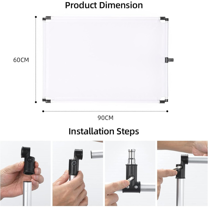 Дюймів/90 x 120 см Відбивач світла 5-в-1 Портативний розбірний розсіювач з кишенею для фото та відео студійної зйомки - напівпрозорий, сріблястий, золотий, білий і чорний, 35 шт., 47