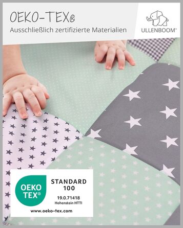 Повзуча ковдра для дитини 120x120 см, 100 матеріали Oeko-TEX, виготовлена в ЄС, товста та м'яка підкладка, - ідеально підходить як дитяча ковдра та ігрова ковдра для дитини (м'ятно-сірий, 120 x 120 см)