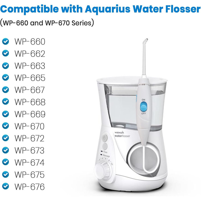 Змінні деталі шланга та ручки для Waterpik Aquarius Water Flosser (серії WP-660 та WP-670)