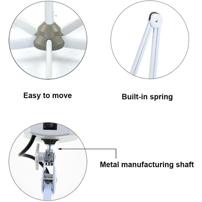 Світлодіодна лампа-лупа, 8 діоптрійна лупа зі світлом - настільна лампа з регулюванням яскравості 24 Вт з підставкою та колесами, 8 шт. лампа лупи Косметична лампа Лампа лупи Лампа для робочого місця - білий