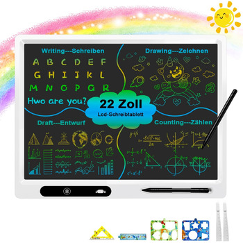 Дошка для письма дитяча 22-дюймова кольорова lcd дошка для письма 2 ручки та регульована підставка, є навчальною навчальною іграшкою для дітей віком 3-12 років різдвяні подарунки 22-дюймовий великий екран