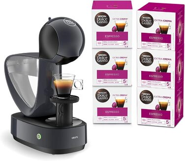 Кавоварка KRUPS Nescaf Dolce Gusto Infinissima, мультидрінковий дизайн, великий знімний резервуар XL, тиск 15 бар 5 коробок по 16 капсул