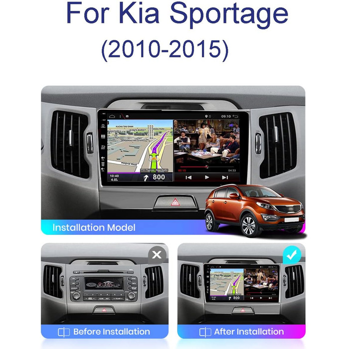 Автомобільна стереосистема JOYX Android 13 IPS Double Din підходить для Kia Sportage (2010-2015) - Вбудований CarPlay Android Auto - Камера заднього виду БЕЗКОШТОВНО - 9 дюймів 2G32G - Управління на кермі 4G WiFi DAB BT Mirrorlink