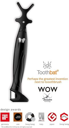 Тримач зубної нитки toothbat WOW для ідеального чищення порожнини рота та зубів, чищення міжзубних проміжків, гігієни порожнини рота, догляду за здоров'ям (чорний)