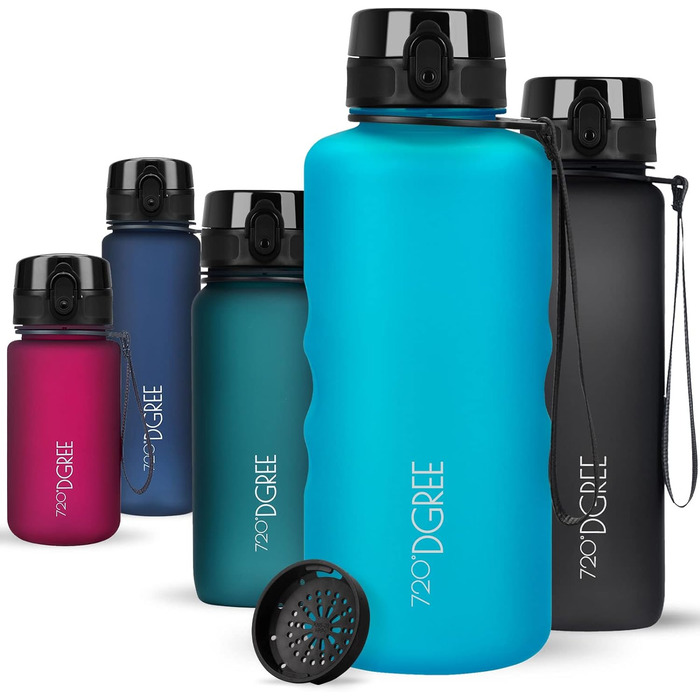 Пляшка для води 720DGREE 1л Sport 'uberBottle softTouch Sieb - Без BPA - Пляшка для води для універу, роботи, фітнесу, велосипеда, активного відпочинку, роботи - спортивна пляшка з тритану - легка, ударостійка, багаторазова (2000 мл, 14 пляшок) Софттач)