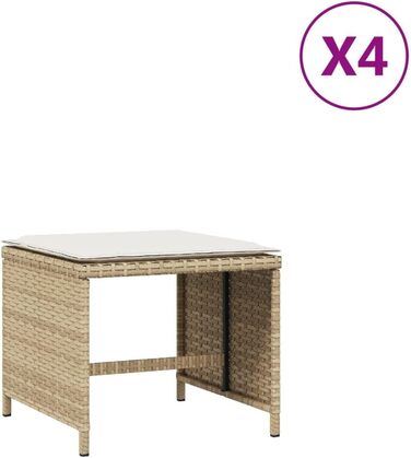 Садовий стілець з подушками ShGaxin 4 шт. Бежевий 40x40x35 см Poly Rattan, балконний стілець, садовий підніжка, садовий підніжка, підніжка для крісла, садовий меблевий табурет - 4007487