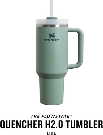 Пляшка для води Stanley Quencher H2.0 FlowState із соломинкою 1,2 л - термокружка охолоджує 11 годин - 48 годин Ice-Cold - Можна мити в посудомийній машині - термос без бісфенолу А - кавова кружка на винос - чорна (сланець)