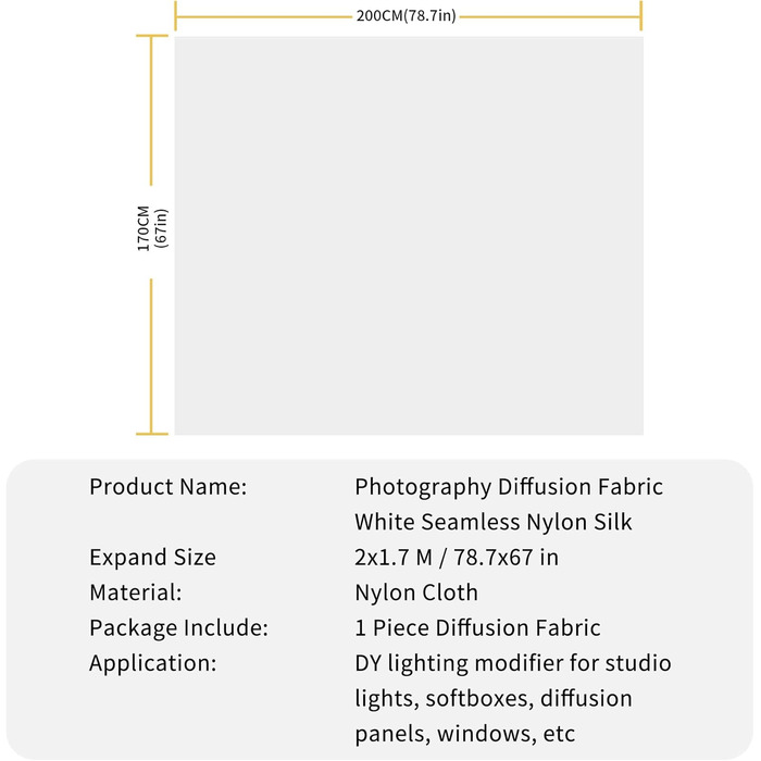 Тканина для розсіювача світла Goshoot 2x1,7 м для м'якої коробки, нейлон шовк дифузія білий безшовний модифікатор світла фотостудія освітлення продукт фотографія світлові намети портрет