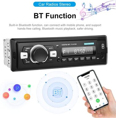 Автомобільна стереосистема DAB з Bluetooth 1 Din Підтримка цифрового медіаплеєра FM-радіо Автомобільний MP3-плеєр Еквалайзер Керування на керміUSB/AUX/SD/TF карта 32G SD-карта DAB32G