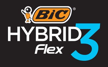 Леза для бритви BIC для чоловіків Razor Hybrid 3 Flex, 12 заправних пакетів для вологої бритви з 3 титановими лезами, 8 заправних лез