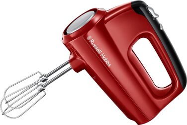 Ручний міксер Russell Hobbs ручний міксер Desire Red (5 рівнів швидкості функція турбо, 2 вінчики для посудомийної машини та гачки для тіста, кнопка виймання, вертикальне паркувальне положення) Ручний міксер 24670-56 Ручний міксер Desire одинарний