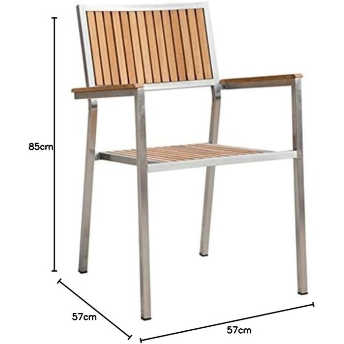 Дизайнерське садове крісло ASS 4 шт. з підлокітником Садове крісло Штабелювання Крісло Крісло KUBA-TEAK Тик з нержавіючої сталі класу А, що штабелюється, дуже міцна гастрономічна якість