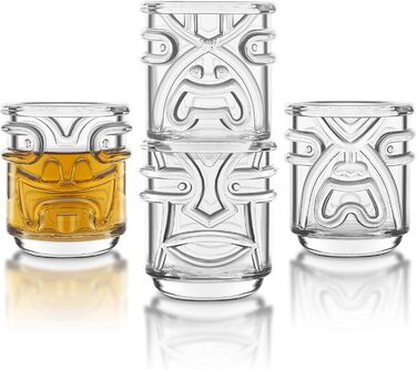 Останній штрих TIKI Скляні стакани для коктейлів TUMBLERS, що складаються, CLEAR Прозорі 355 мл Гавайська тематика 4 шт. и - TK5303 Сучасна прозора прозорість