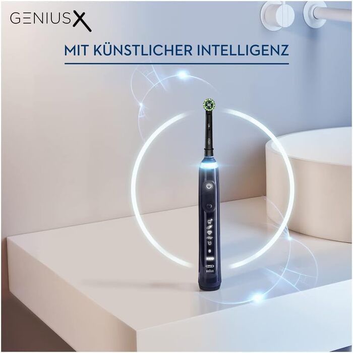 Електрична зубна щітка Oral-B Genius X, 6 режимів чищення зубів для догляду за зубами, додаток зі штучним інтелектом і Bluetooth, подарунок чоловіку/жінці, дизайн коричневого, чорного