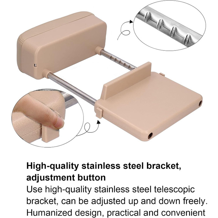 Автомобільний підлокітник Регульований універсальний центральний підлокітник Підлокітник Універсальна консоль Ящик для зберігання зі штучної шкіри Центральна консоль з кабелем даних для підлокітника та зберігання (кремовий)