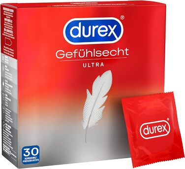 Презервативи Durex Emotional Ultra - 20 тонший наконечник, змащений силіконовою змазкою, прозорий, приємний запах - 30 уп (3 х 10 шт. )