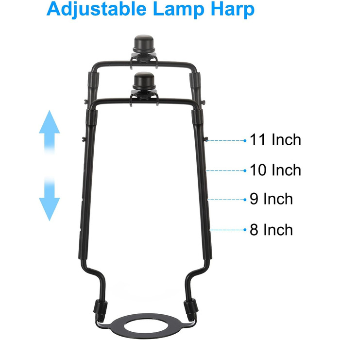 Комплект лампових арф з хвостом 1 комплект регульованих кронштейнів абажура з основою освітлення 3/8 IP E14 E26 E27 для настільного торшера Чорний, 8 9 10 11