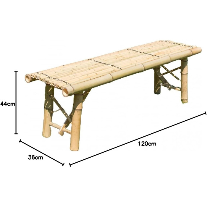 Садова лавка Дерев'яна лавка Дерев'яна лавка Натуральний бамбук 120 см Бамбукова лавка Садова лавка для патіо, 4u 1031
