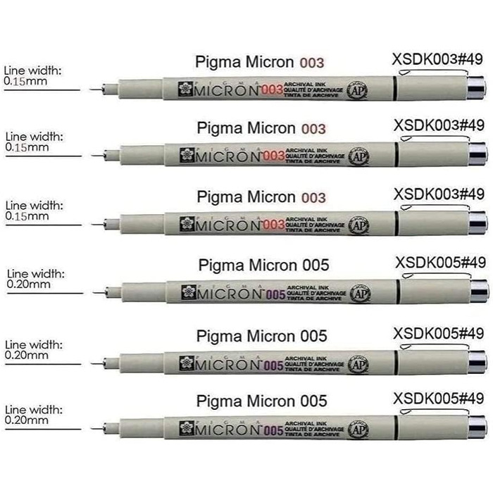 Сакура PIGMA MICRON 003,003,003,005,005,005 6 шт. чорна