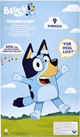 М'яка іграшка Bluey, що розмовляє, 33 см, інтерактивна, співає поруч з Bluey, 9 різних приказок