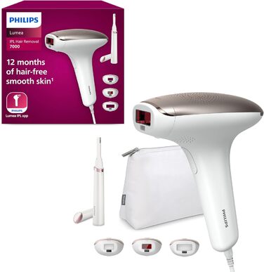 Пристрій для видалення волосся Philips Lumea IPL серії 7000 - Пристрій для видалення волосся з тримером Satin Compact Correction, 3 насадками для тіла, обличчя та зони бікіні (модель BRI923/00)