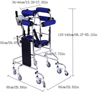 Складаний роллер, тростина для ходьби, практична рама для ходьби з подвійною опорою під пахви та регулюванням висоти та ширини, з 8 круглими колесами для реабілітації нижніх кінцівок
