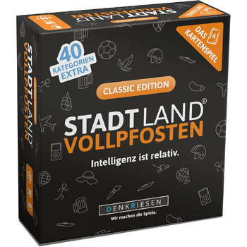 DENKRIESEN - Stadt Land VOLLPFOSTEN Das Kartenspiel - Classic Edition Intelligenz ist relativ - Sonderedition Familienspiel fr Spieleabend Geschenkidee Classic Sonderedition, DENKRIESEN - Stadt Land VOLLPFOSTEN Das Kartenspiel - Classic Edition Intelligen