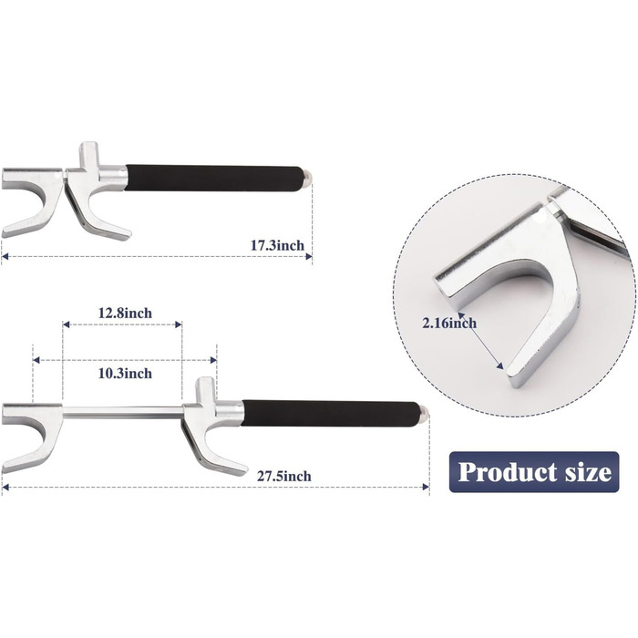 Блокування керма Shkalacar Підходить для всіх видів автомобілів, 9-контактний регульований кіготь керма з 3 ключами та функцією захисного молотка, захист від крадіжки для керма від 7.82 до 12.8