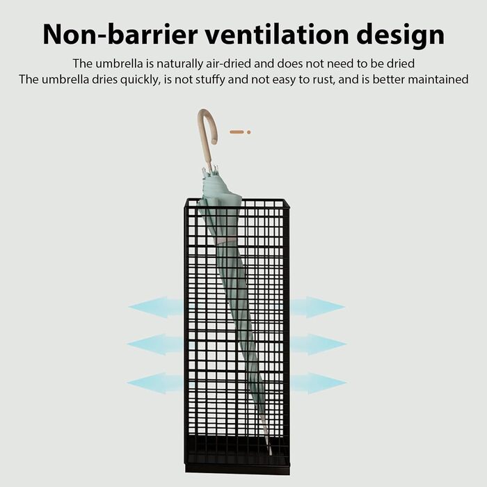 Підставка для парасольок органайзер для парасольок, тримач для парасольок Компактний, стійкий до іржі тримач для парасольки для вхідної зони, компактний всепогодний тримач для парасольки, окремо стояча підставка для парасольок Black