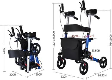 Легкий ролик з алюмінієвого сплаву, 8,68 кг, складний, регульований упор для передпліччя, вантажопідйомність до 100 кг - ходунки для людей похилого віку та людей з обмеженими можливостями ходьби
