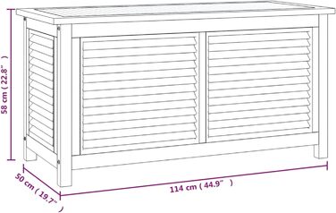 Булінг Садова коробка з сумкою 114x50x58 см Шафа з тикового дерева Ящик для зберігання Балкон Відкрита скриня