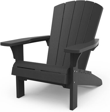 Стілець Keter 17208310a Allibert by Troy Adirondack, Вуличне пластикове садове крісло, захист від погодних умов, патіо та балкон, антрацит, 93 x 81 x 96.5 см Антарцит