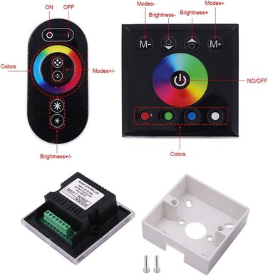 Контролер XUNATA Touch Panel RGBW 4 канали сенсорний пульт дистанційного керування DC 12V-24V 6A для світлодіодної стрічки RGBW