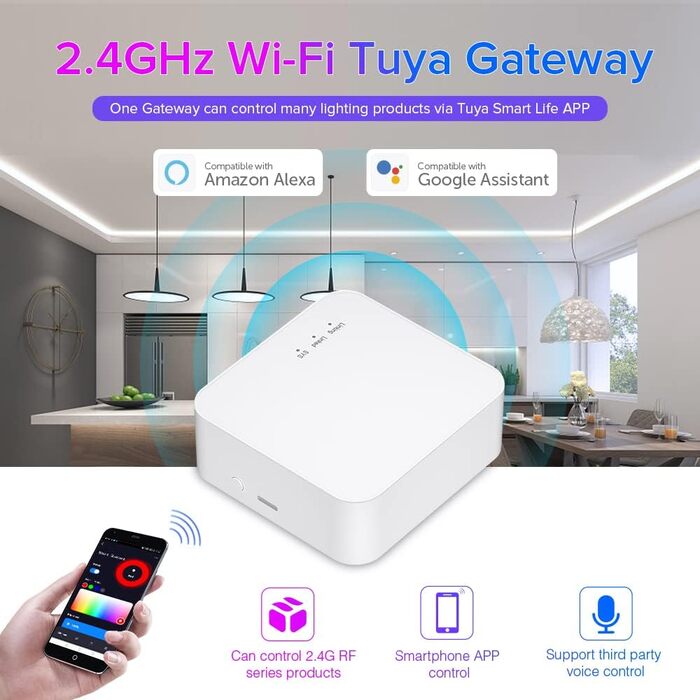 Підтримка шлюзу WiFi Hysmigor Tuya GW01W 2.4 ГГц C01RF C02RF C03RF C04RF LM051 Одноколірний CCT RGB RGBW RGBCCT Світлодіодна стрічка String DC5V TuyaSmart SmartLife App Alexa Google Home Control