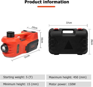 Домкрат, Інструмент для заміни шин, Набір електричних домкратів 5 т, Домкрат Джек Протектор Домкрат, Комплект для ремонту автомобіля 12 В 5 тонн, Інструмент для заміни шин, Ящик для інструментів, Аварійний ремонт для гаражів