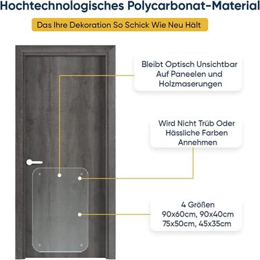 Захист від подряпин на дверях PROTECTO з 2 упаковок для собак - 90x40 см Захист від подряпин для котів, Стійкий до подряпин захист котів, Прозора плівка проти подряпин для котів, Захист від подряпин на дверях Cat - Простий монтаж за допомогою клейких прок