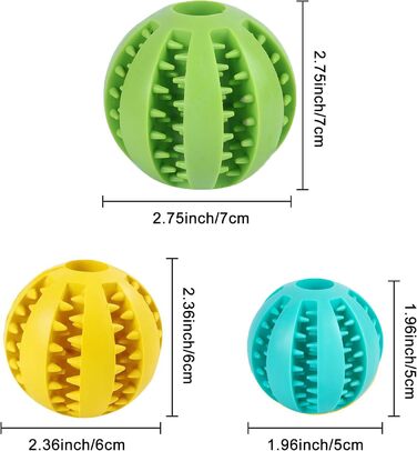 Чищення зубів (малі, середні, великі (5 см, 6 см, 7 см)), 3 Pack Dog Balls - Dog Toy Intelligence Ball - Natural Rubber Puppy Toy Dog Ball for Small Medium Large Dogs