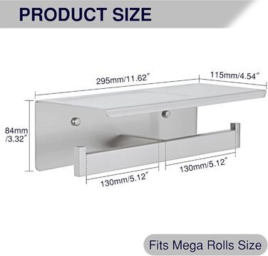 Подвійний тримач для туалетних рулонів Alise для ванної кімнати, тримач для туалетних рулонів з поличкою, двома самоклейками та свердлом для стіни, нержавіюча сталь GYT5002-LS SUS304, шліфований нікель