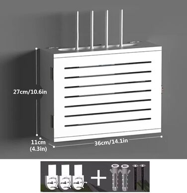Дерев'яна полиця для маршрутизатора MNBVH, Коробка для зберігання маршрутизатора WiFi, Настінне кріплення для роутера, Коробка WiFi Коробка, Декоративна коробка для підвісного маршрутизатора, Настінна полиця для організації кабелів, біла