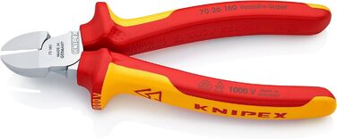 Діагональні кусачки Knipex хромовані, ізольовані з багатокомпонентними ручками, випробувані VDE 160 мм 70 26 160