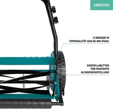 Ручна газонокосарка VONROC - Ручна газонокосарка шириною 30 см - Котушка з 5 налаштуваннями висоти (15-25-31-35 мм) - Газонокосарка для невеликих ділянок - В комплекті настінний кронштейн та травозбірник шириною 30 см