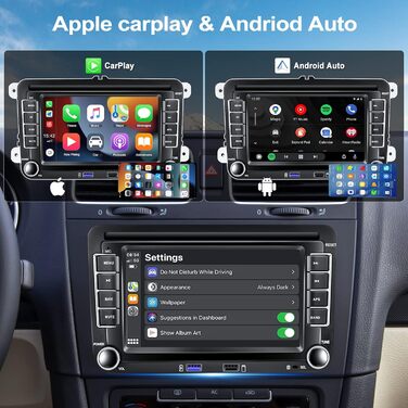 Автомобільна стереосистема CAMECHO Android 13 з Navi для VW Golf 5 Golf 6 Skoda Polo Passat Tiguan Touran, 7-дюймовий HD-екран з GPS WiFi Bluetooth FM Dual USB Mirror Link AUX-Inкамера заднього виду (P3 2 64 Gcarplay)