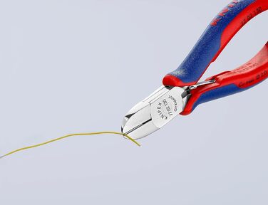 Діагональні кусачки Knipex Electronics з багатокомпонентними ручками 130 мм 77 02 130 Кругла головка, зі скосом 130 мм З багатокомпонентними ручками, червоний/синій