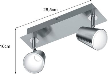 Метал і хром, в т.ч. 4 шт. 6 Вт, 8.0 x 81.5 x 20.0 см (Nickel Matt, Bar 2-light), 873110407