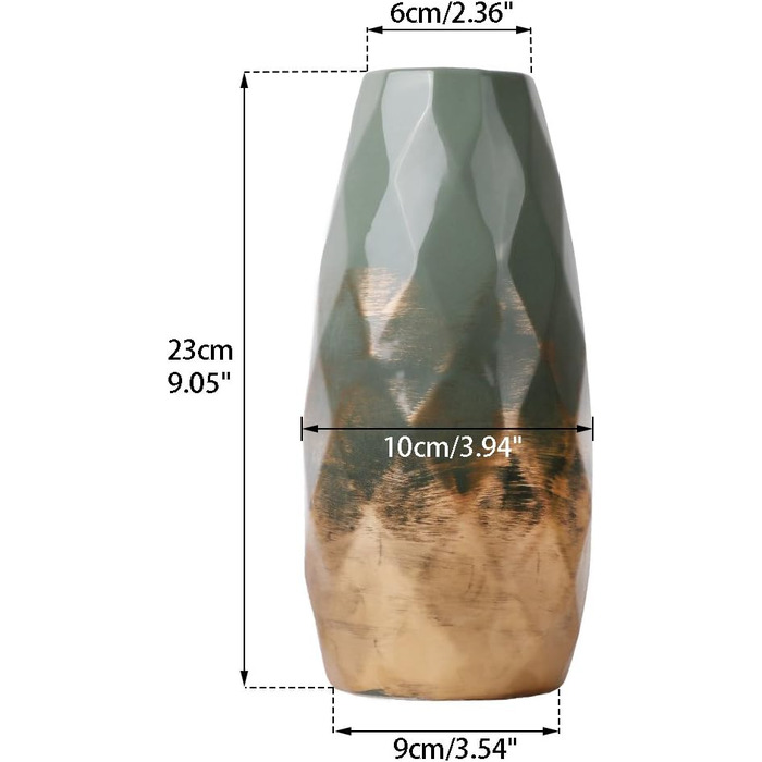 КОЛЕКЦІЇ ТЕРЕЗИ Зелене золото Керамічна ваза Маленька ваза для квітів Сучасна настільна ваза Квіти Рослини Прикраса столу Керамічна ваза Деко Висота 23см Ø10см День матері Подарунки для мами