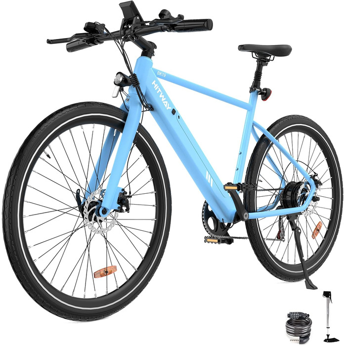 Електричний велосипед 700c E Citybike Pedelec, 36V 12Ah, 250W, 7-швидкісна коробка передач, MTB Ebike для дорослих, дальність 45-80 км, синій