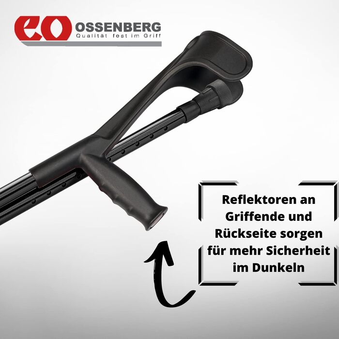 Складна карбонова дорожня опора Ossenberg з ергономічною жорсткою ручкою - регульована по висоті милиця для подорожей - милиця на передпліччя - з навантаженням до 140 кг - легка і стійка - чорна