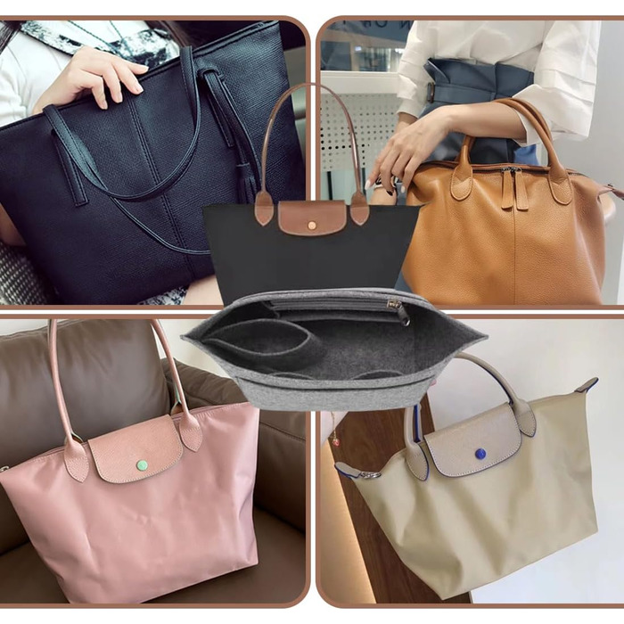 Органайзер для сумок ука для Longchamp Le Pliage, для органайзера Longchamp, органайзер для сумок з фетру, з багатофункціональними кишенями великої місткості M