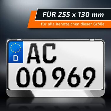 Тримач номерного знака schildEVO 255 x 130 мм Хром Вигляд Сріблястий дворядковий Мотоцикл Скутер Трактор Тримач номерного знака Тримач номерного знака Доставка DHL