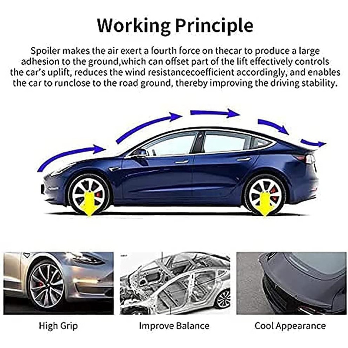 Автомобільний задній спойлер WANHUN для Audi A1 A3 A4 A5 A6 A7 A8 B6 B7 B8 B9 C6 C7 C8 D3 D4 D5 D6 Спойлер багажника Заднє крило Прикраса губ Аксесуари для стилю екстер'єру, A/Gloss Black 1 звичайний A/Gloss Black 1